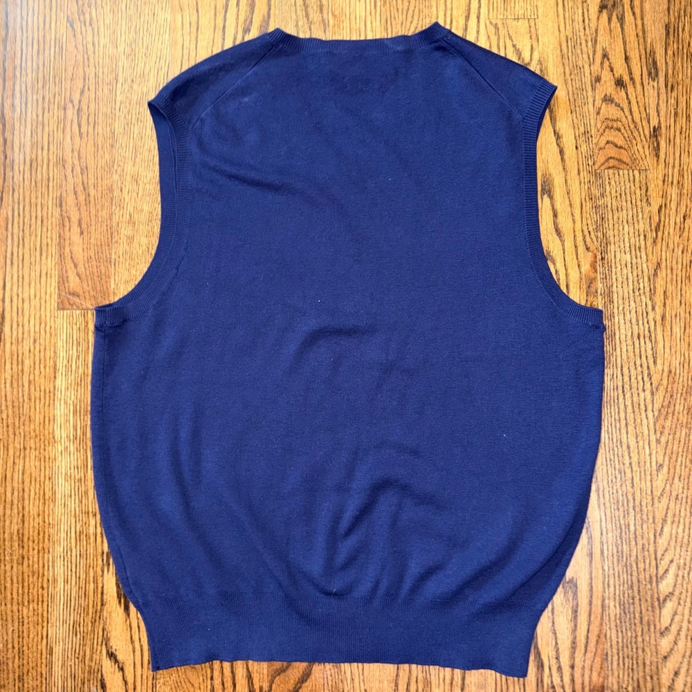 Polo Ralph Lauren Pima Cotton V-Neck Sweater Vest Large Navy Blue Preppy - Picture 2 of 7
